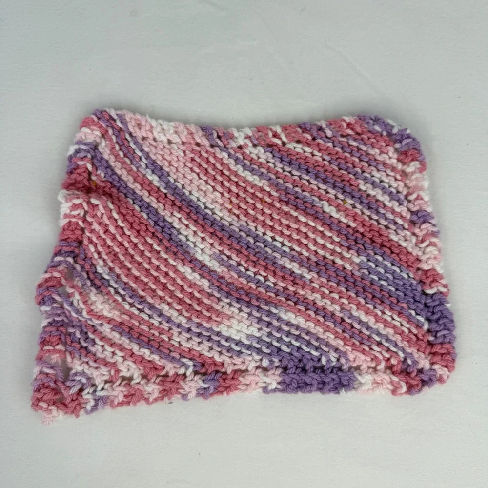 Handmade Crochet Knit Dishcloth Set 5pc Cotton Reusable Washcloths Multi Color